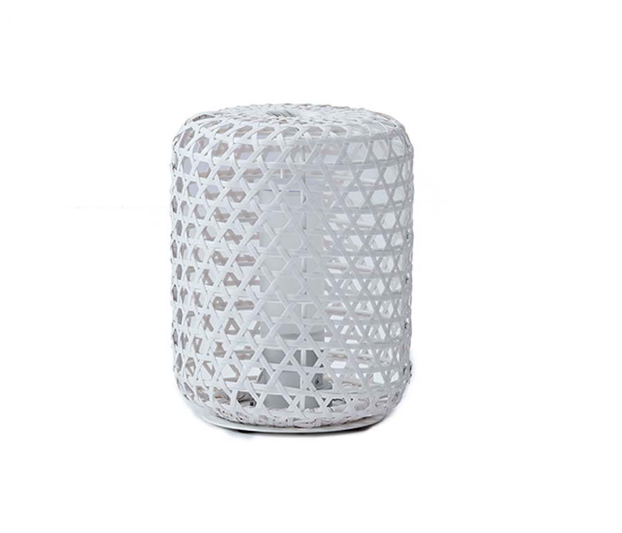 D214(wicker) Prémium Műrattan Kültéri LED Lámpa Bahama M fehér - Image 5