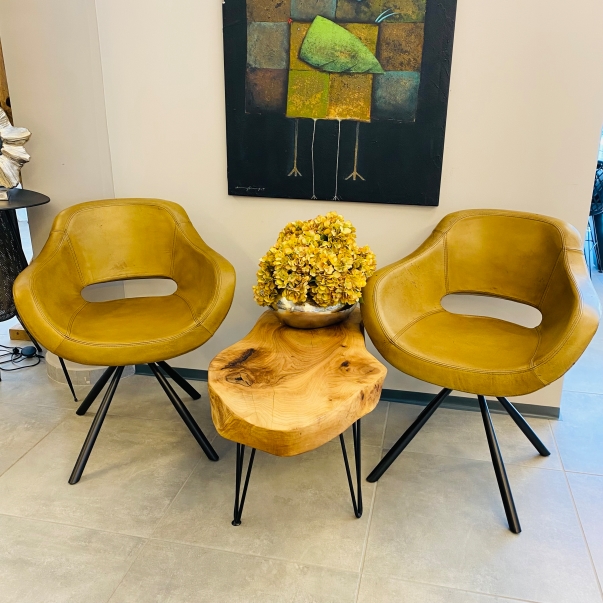 IMG_E6282_InPixio Leather armchair in mustard yellow color - Image 4
