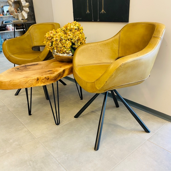 IMG_E6285_InPixio Leather armchair in mustard yellow color - Image 3