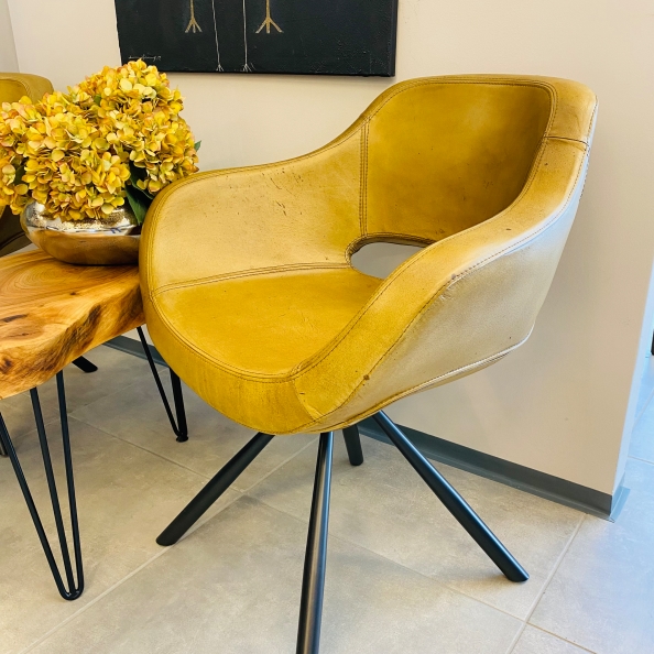 IMG_E6286_InPixio Leather armchair in mustard yellow color - Image 2