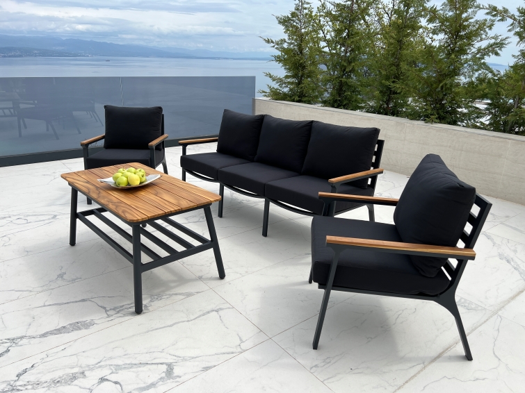 Bogota Alu TEAK Kerti Garnitura_1 Bogota Aluminum Outdoor Lounge Set in Anthracite color- 4 piece garden furniture - Image 7