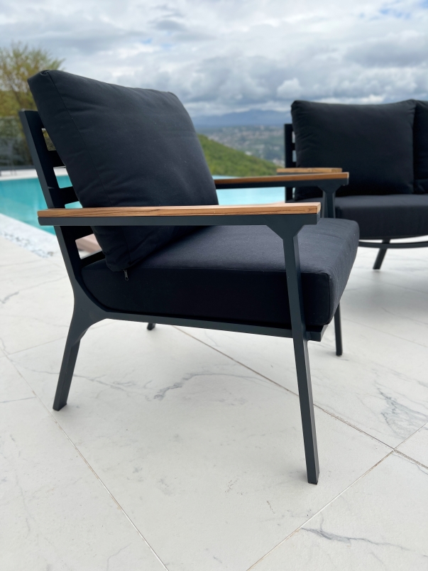 Bogota Alu TEAK Kerti Garnitura_10 Bogota Aluminum Outdoor Lounge Set in Anthracite color- 4 piece garden furniture - Image 8