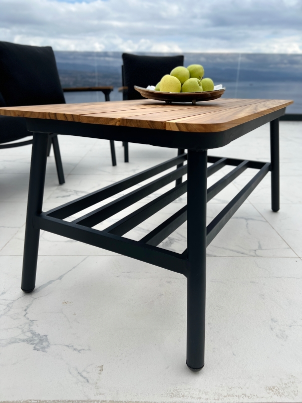 Bogota Alu TEAK Kerti Garnitura_5 Bogota Aluminum Outdoor Lounge Set in Anthracite color- 4 piece garden furniture - Image 13