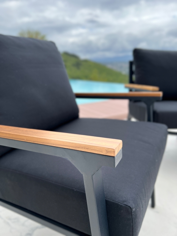 Bogota Alu TEAK Kerti Garnitura_9 Bogota Aluminum Outdoor Lounge Set in Anthracite color- 4 piece garden furniture - Image 6