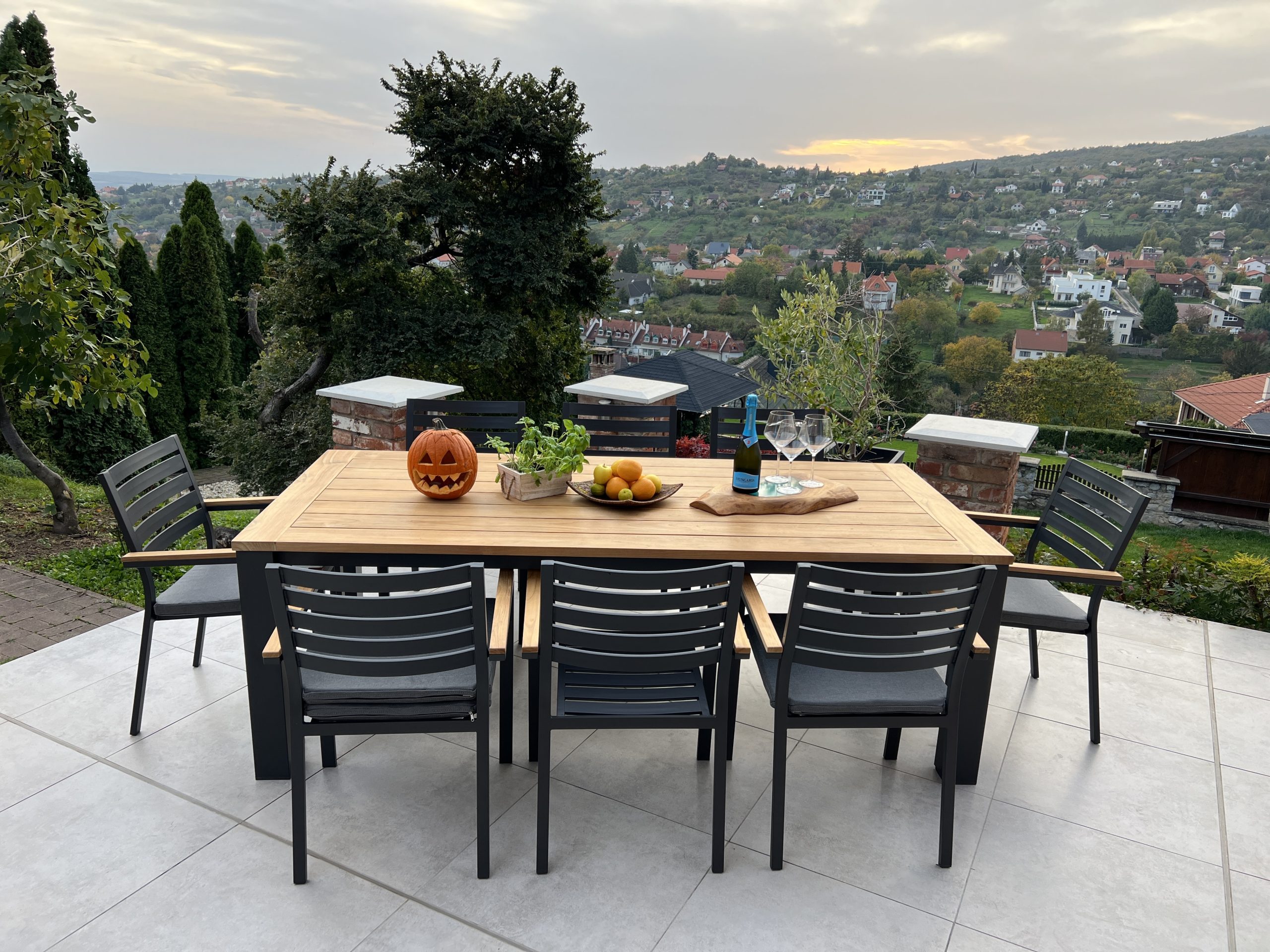 IMG_2230 Tallin Aluminium - TEAK wood dining set - 9 pieces - Image 4