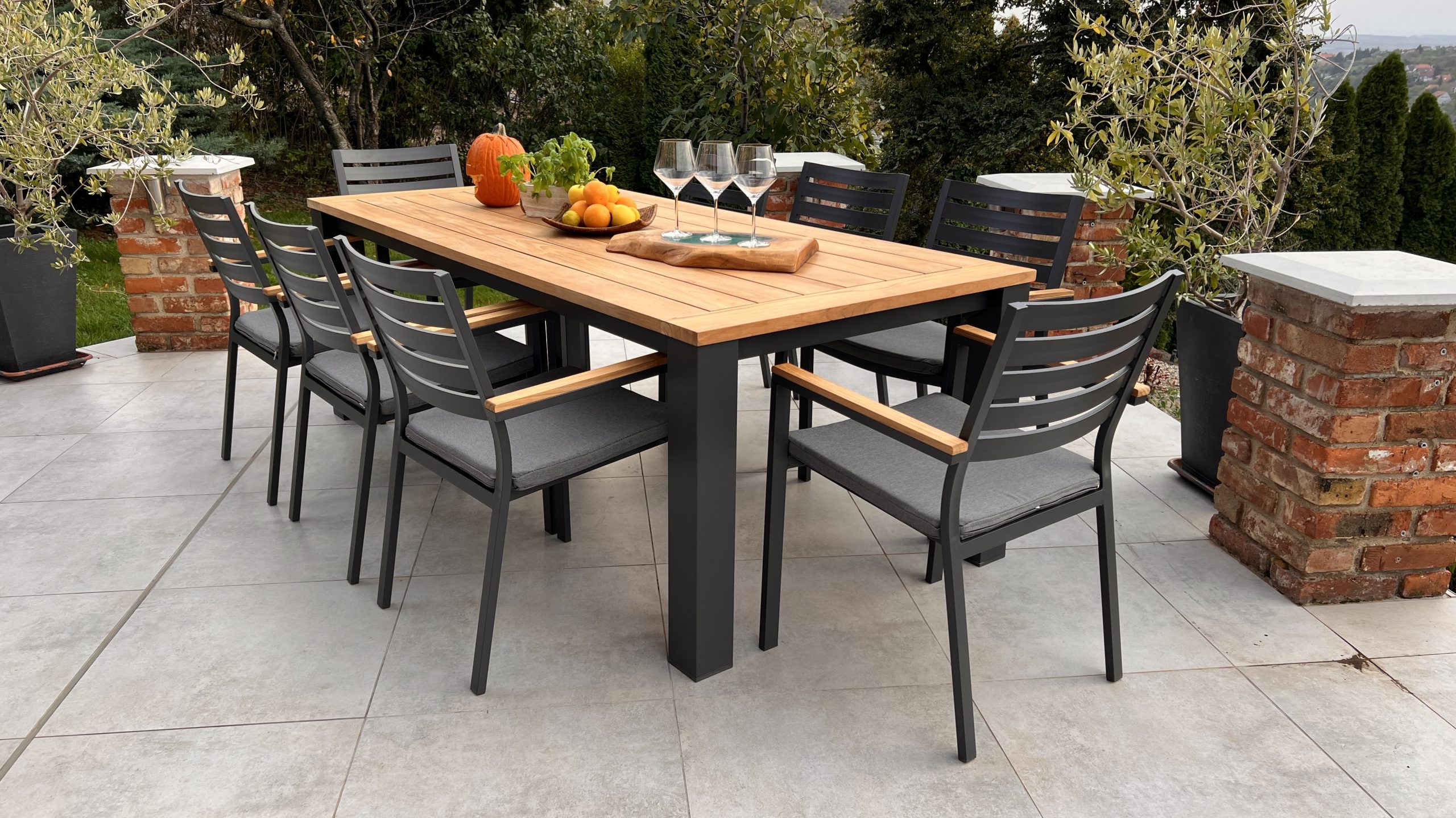 IMG_2240 Tallin Aluminium - TEAK wood dining set - 9 pieces - Image 3
