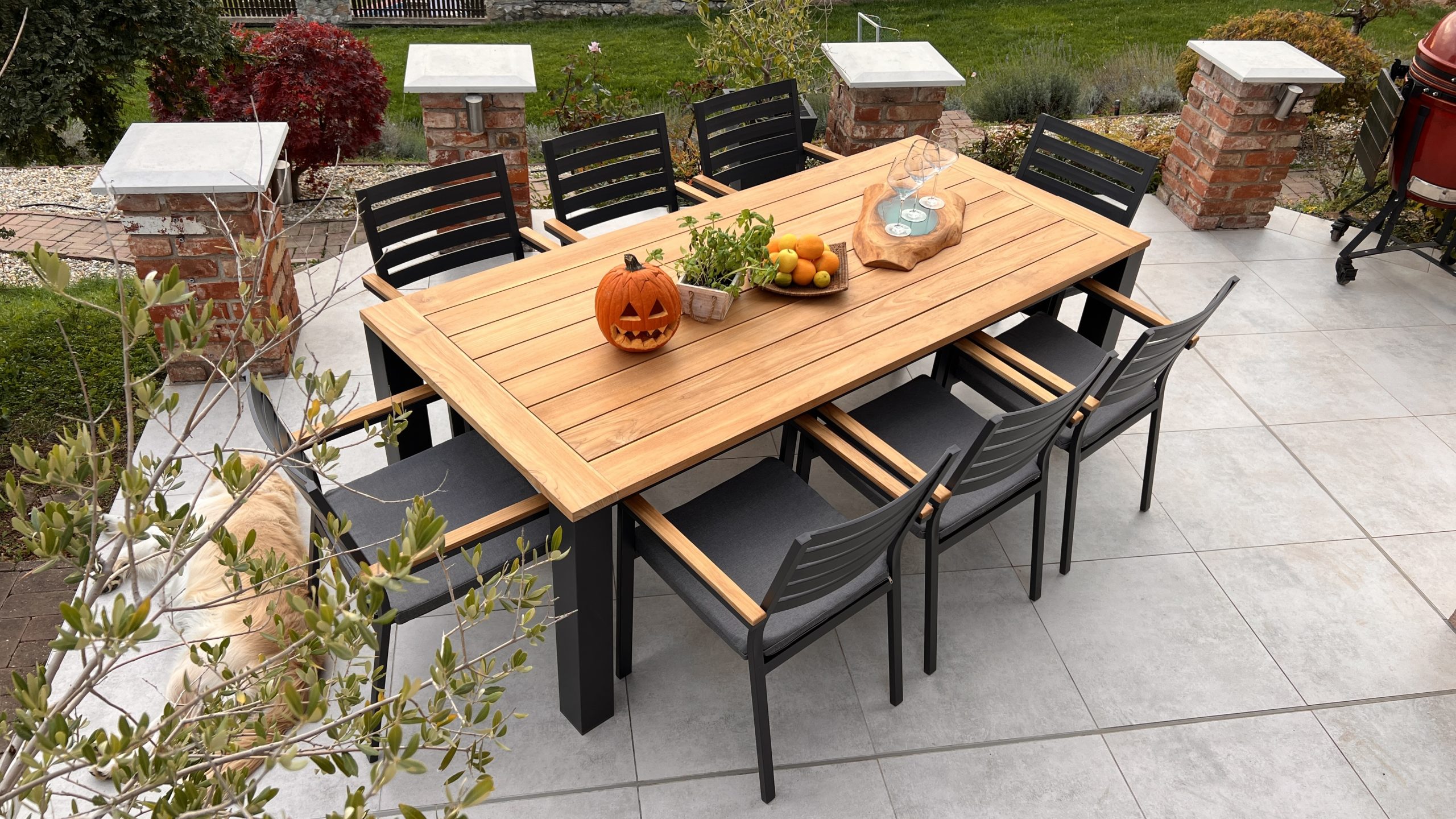 IMG_2252 Tallin Aluminium - TEAK wood dining set - 9 pieces - Image 1